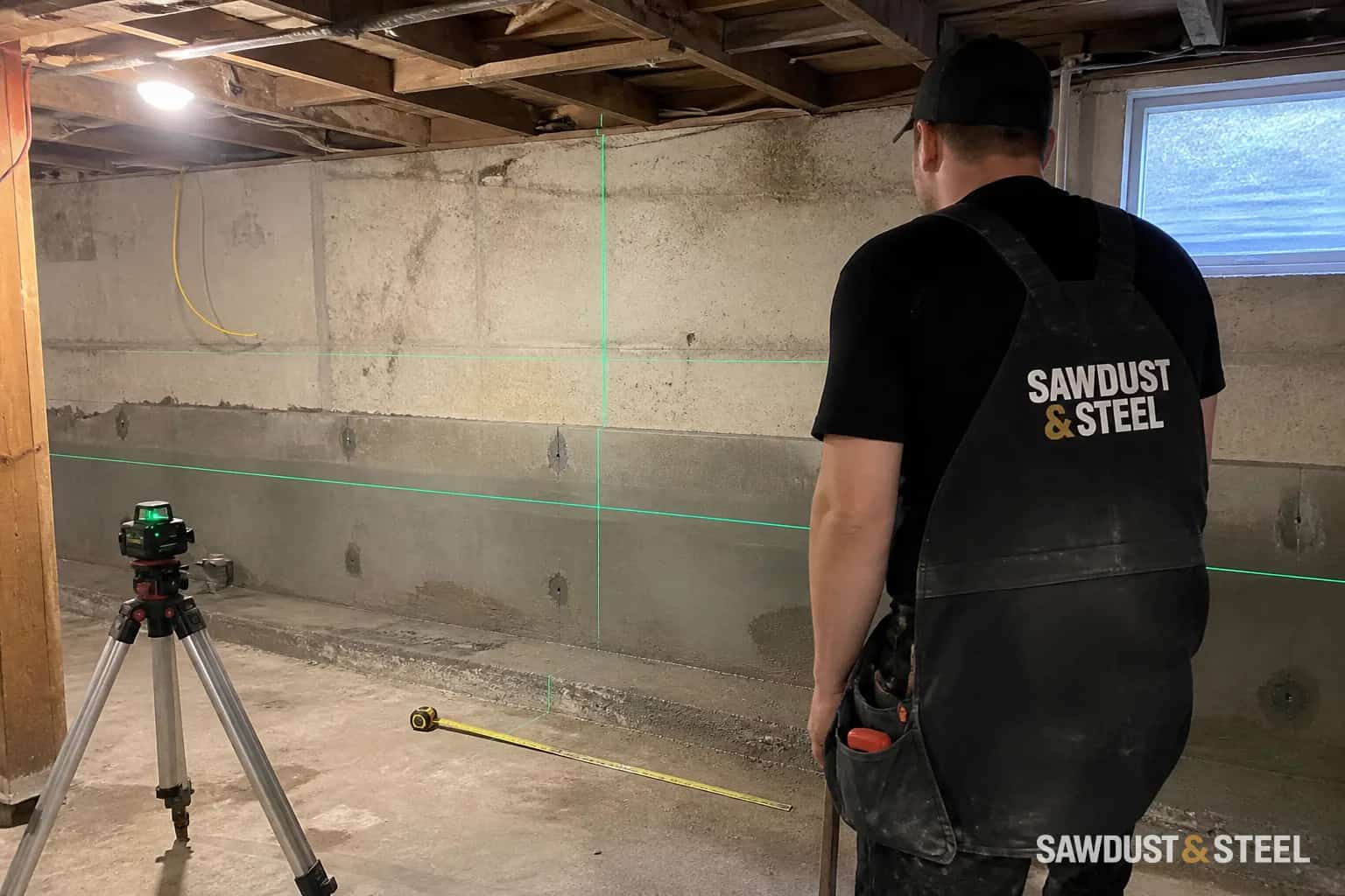 Ordinary unfinished basement foundation area during structural planning