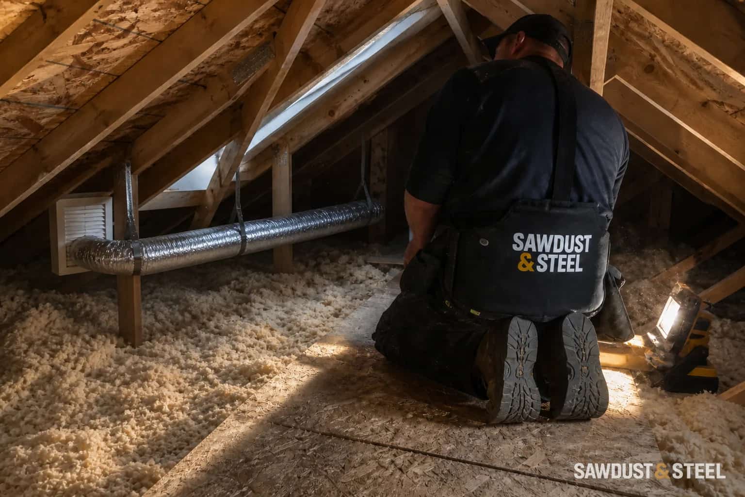 Insulated bathroom exhaust duct supported through an attic